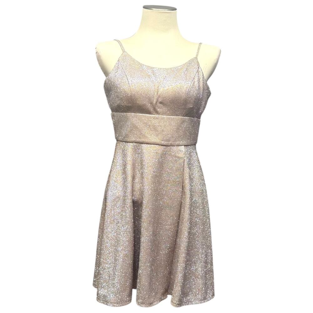 Morgan & Co Mini Cocktail Dress Sleeveless Gold 3